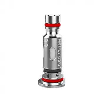 Uwell Caliburn G Verdampferkopf 0,8 Ohm, silberfarben mit roten Details, sichtbare Beschriftung "0.8Ω 13-18W", zylindrische Form.