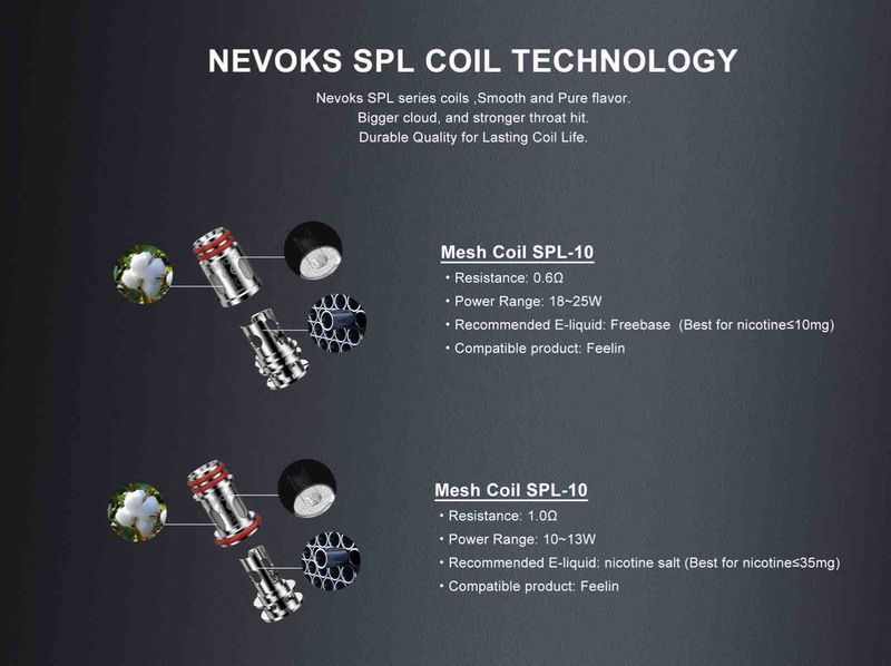 Anzeige zu Nevoks SPL Coils mit Mesh Coil SPL-10, Widerstand 0,6Ω und 1,0Ω, Leistung 18–25W bzw. 10–13W, kompatibel mit Feelin