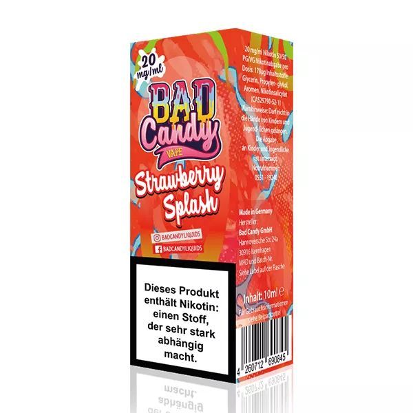 Liquid Strawberry Splash Bad Candy mit 10mg Nikotin