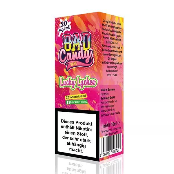 Liquid Lucky Lychee Bad Candy mit 10mg Nikotin