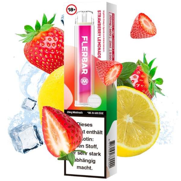 Flerbar Strawberry Lemonade 20mg Einweg Vape Einweg E-Zigarette