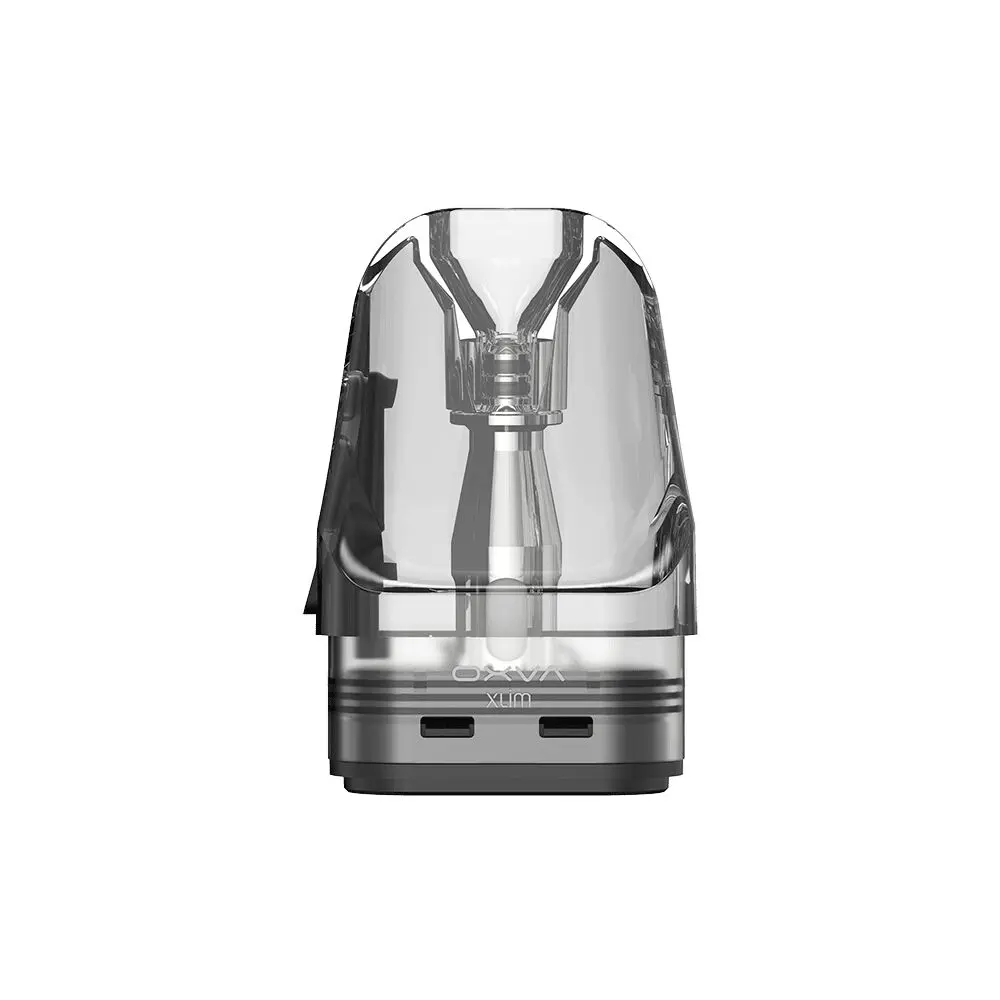 Durchsichtige Oxva Xlim Pro Pod-Kartusche mit sichtbarem Coil-Element, schwarzer Basis und erkennbarer Beschriftung "Oxva" und "Xlim".