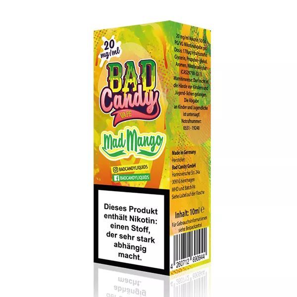 Liquid Mad Mango Bad Candy mit 10mg Nikotin