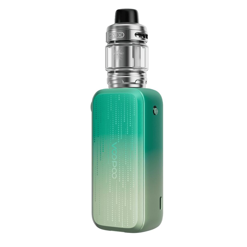 Voopoo Vinci Spark 220 Box Kit in Spring Green mit glänzendem silbernem Kopfteil und grünem Körper mit dezentem Muster und Branding
