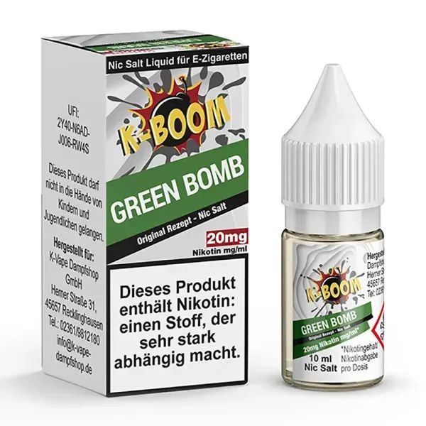 Liquid Green Bomb K-Boom 20mg Nic Salt gebrauchsfertiges Liquid